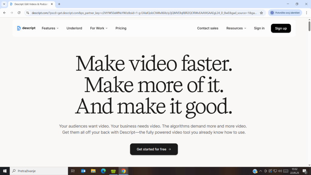 Descript AI alat za video i audio zapise.